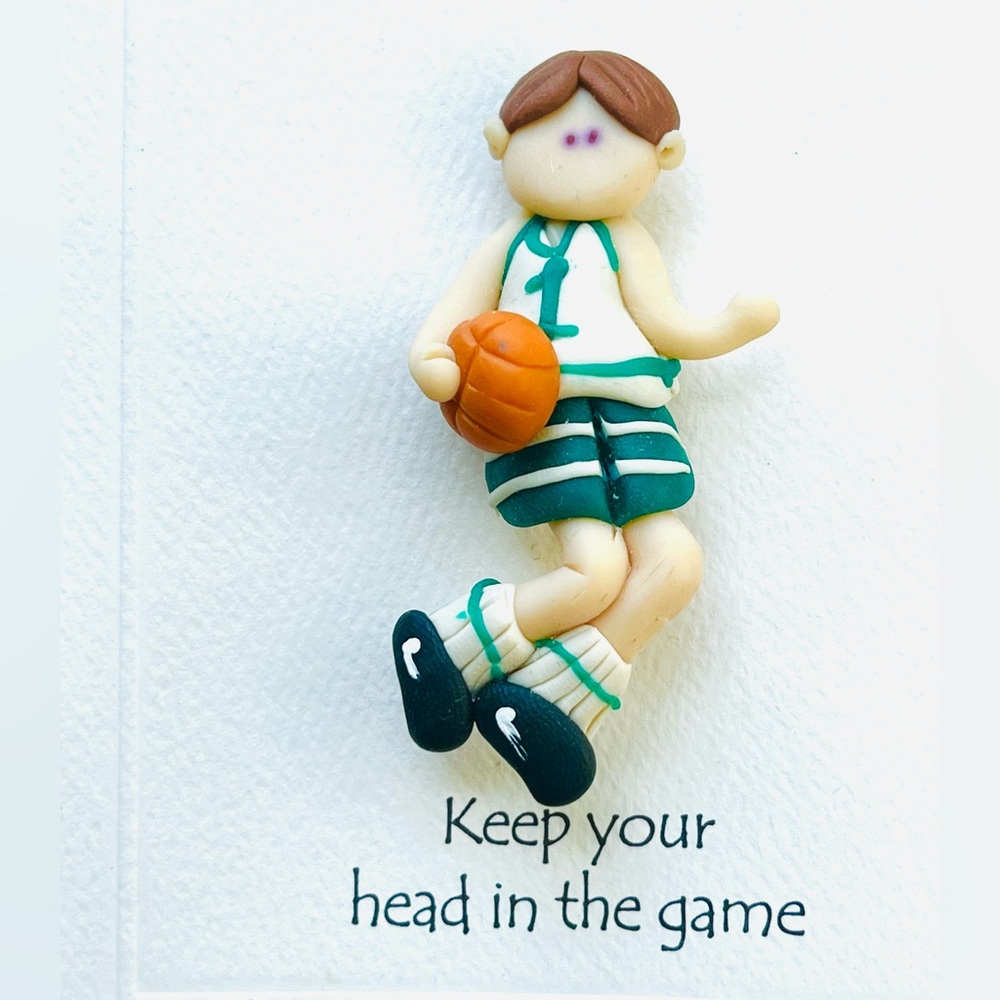 Basketball player Vintage/New Clay Art Pin